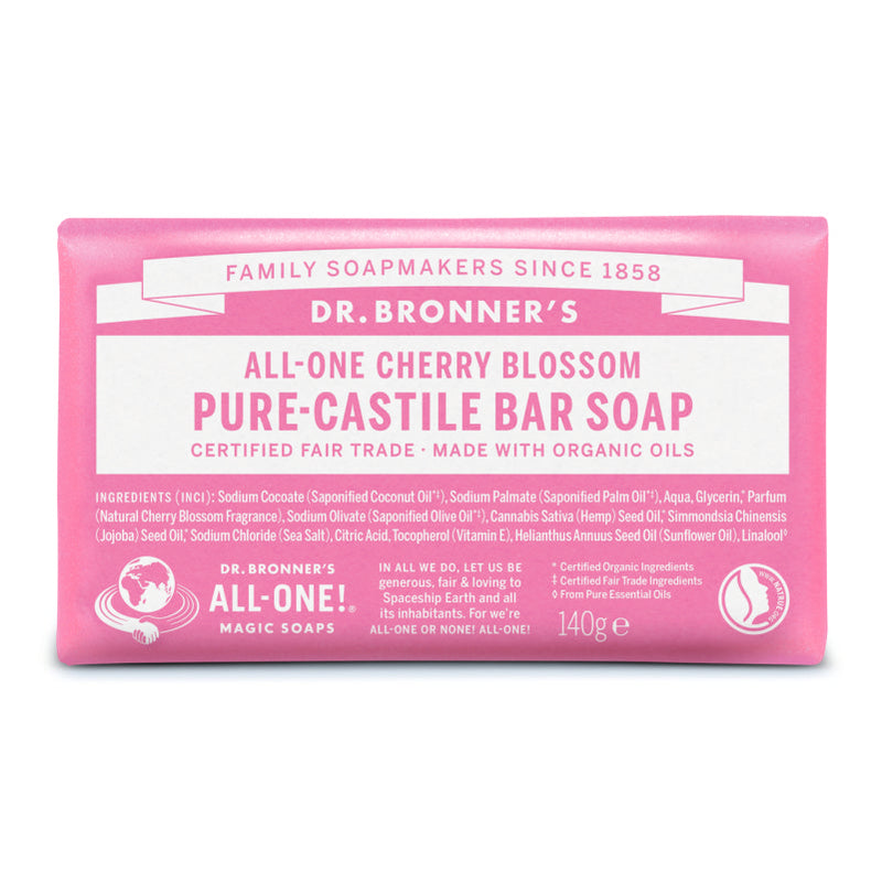 Dr. Bronner´s All-One Cherry Blossom Pure-Castile Bar Soap With Organic Oils. Orgaaniline tükiseep kirsiõie 140g