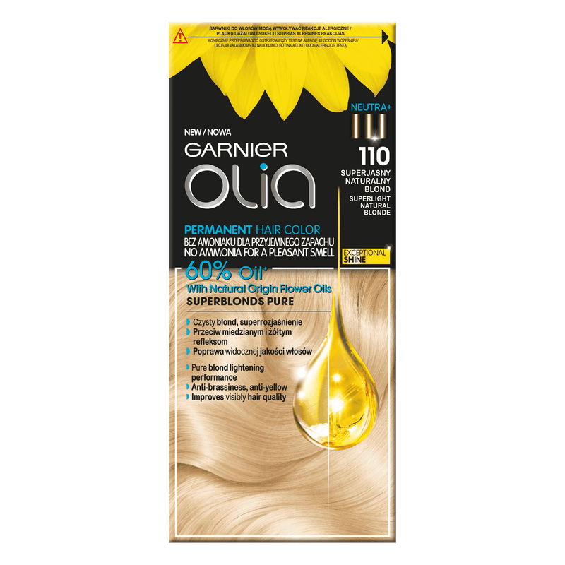 Garnier Permanent Hair Color Olia Mini Kit No 110 Superlight Natural Blonde. Ammoniaagita juuksevärv