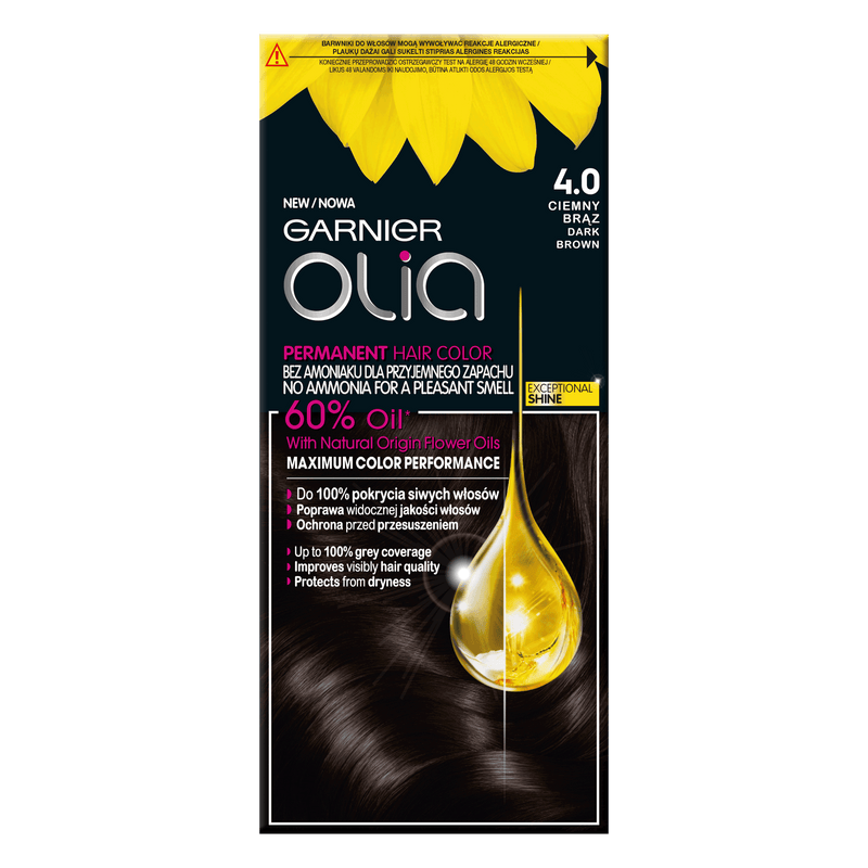 Garnier Permanent Hair Color Olia Mini Kit No 4.0 Dark Brown. Ammoniaagivaba juuksevärv 1tk