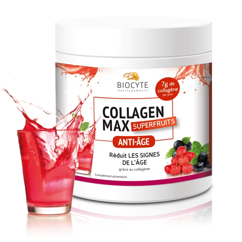 Biocyte Collagen Max Superfruits Anti-Aging. Vananemisvastane kollageenijoogipulber marjamaitseline  20x13g=260g