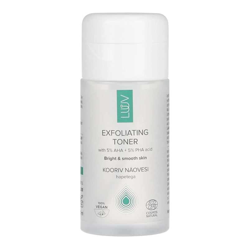 LUUV Exfoliating Toner With AHA + PHA Acid COSMOS, Bright & Smooth. Kooriv näovesi hapetega 120ml