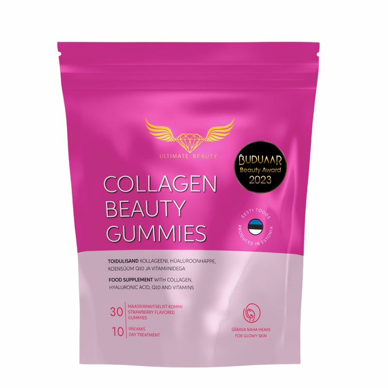 UltimateBeauty Collagen Beauty Gummies. Kollageeni, hüaluroonhappe, koensüüm Q10 ja vitamiinidega toidulisand 30tk = 150g