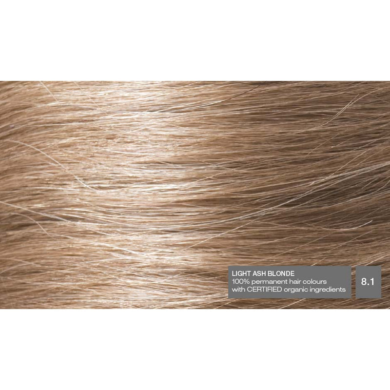 Naturigin Organic Based 100% Permanent Hair Colours Light Ash Blonde 8.1. Püsijuuksevärv hele saarepuu blond 115ml