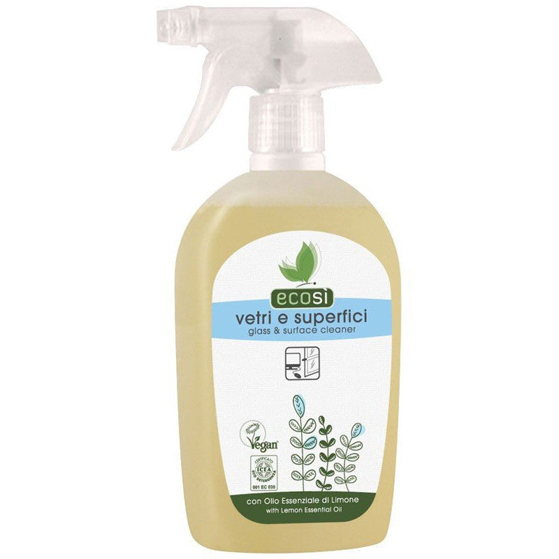 Ecosi Glass & Surface Cleaner With Lemon Essential Oil. Klaaspindade puhastusvahend sidruni eeterliku õliga 500ml